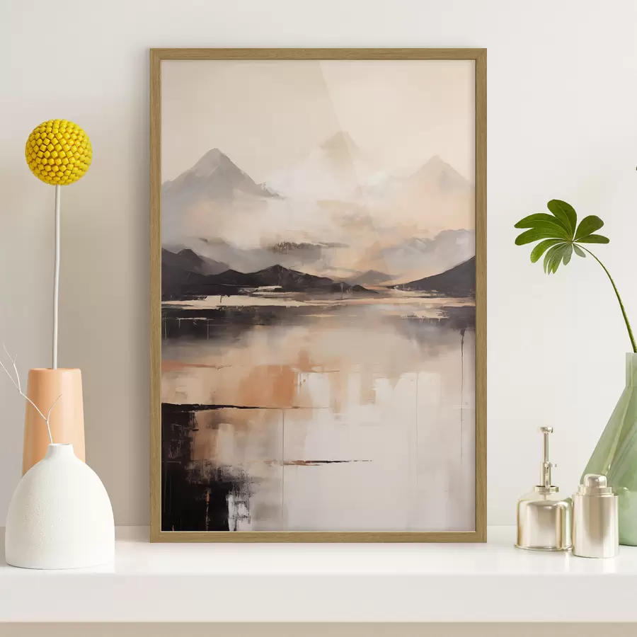 carta da parati Un dipinto con texture paesaggistica che imita montagne e un lago nr. f45950