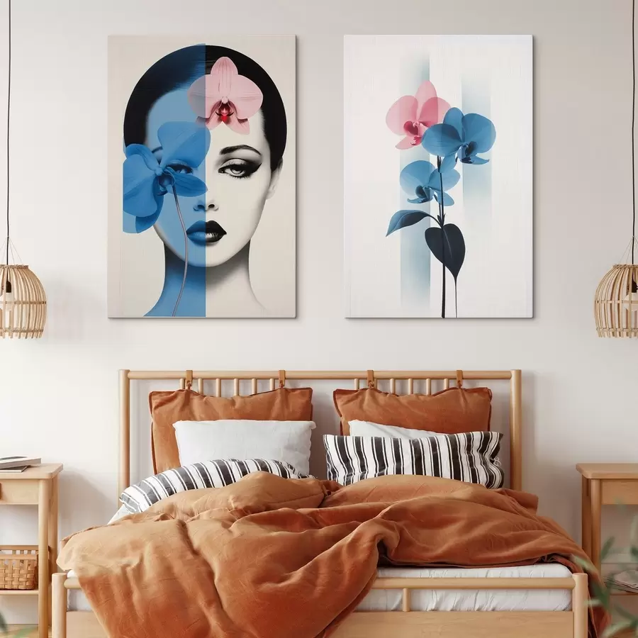 carta da parati Ritratto astratto di una donna con orchidee nr. m00818