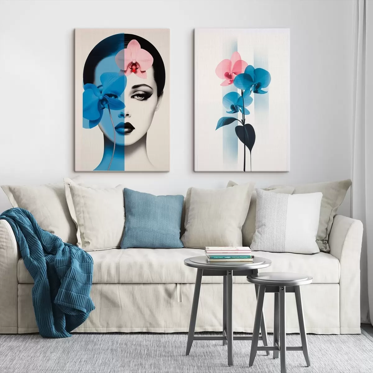 carta da parati Ritratto astratto di una donna con orchidee nr. m00818