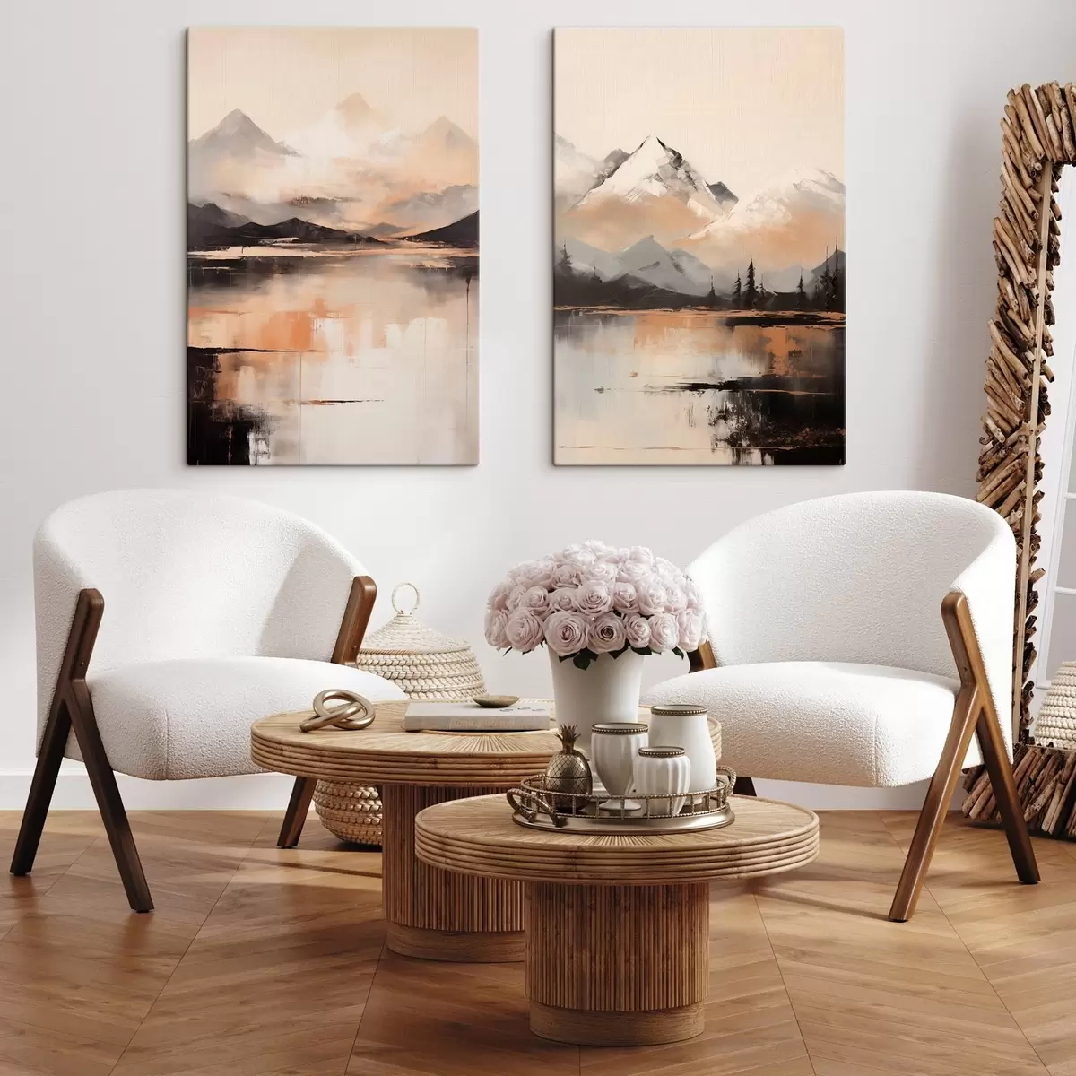 carta da parati Un dipinto con texture paesaggistica che imita montagne e un lago nr. m00831