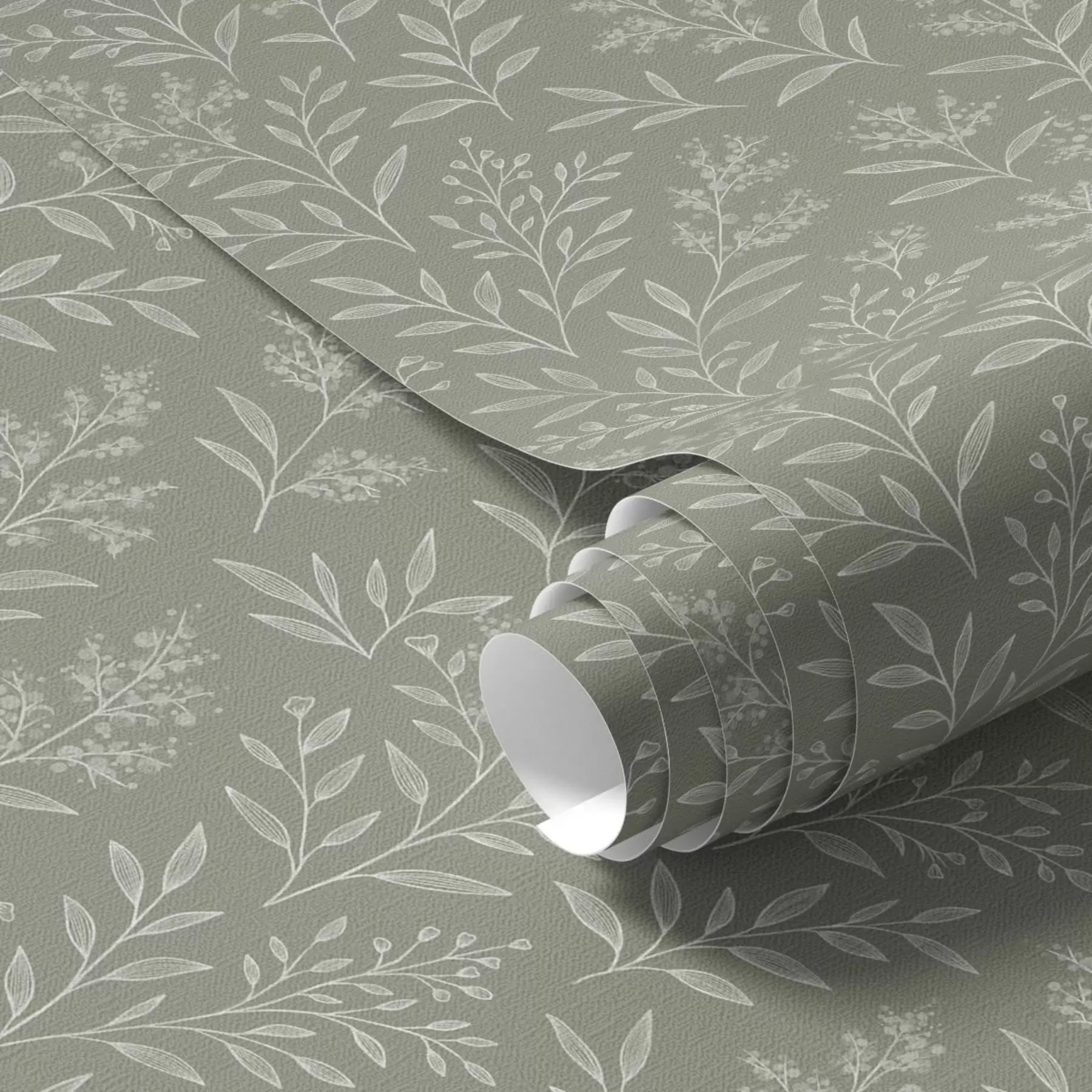 carta da parati Salvia verde: erbe aromatiche e infiorescenze, motivo delicato nr. a00611