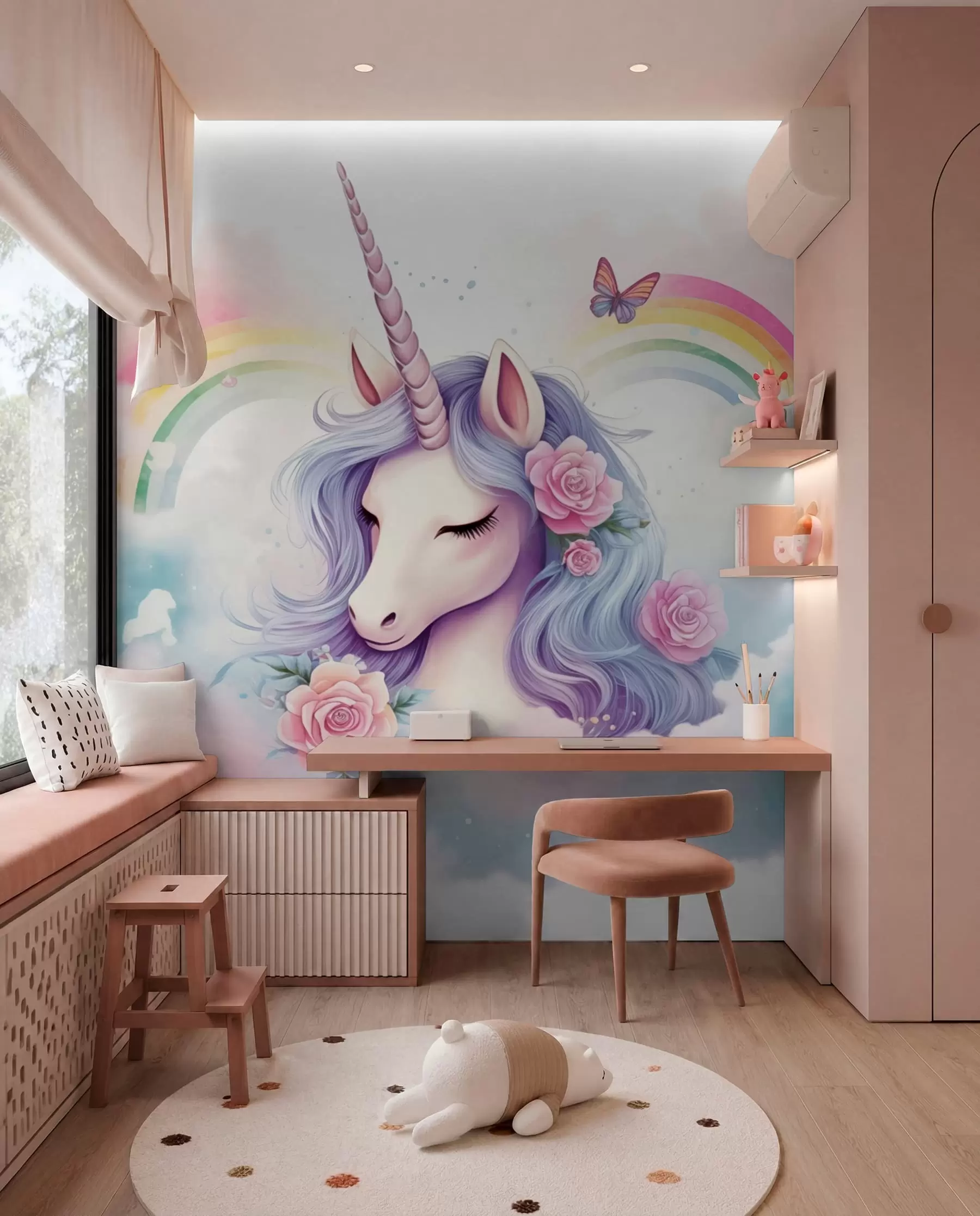 carta da parati Unicorno e arcobaleno nr. w03990