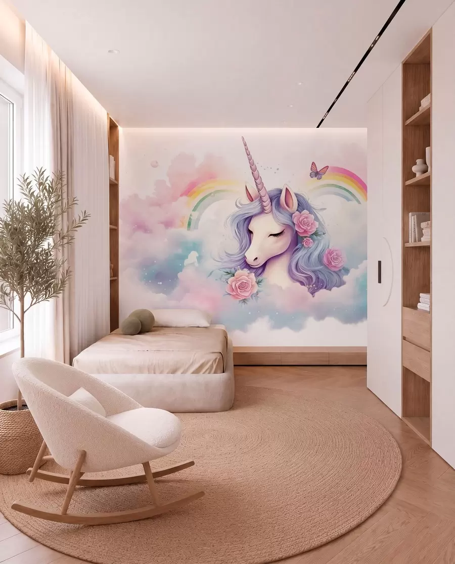 carta da parati Unicorno e arcobaleno nr. w03990