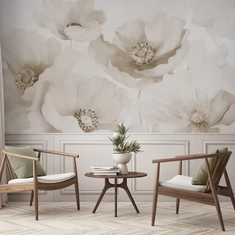 Carta da parati Floreale Papaveri  sfumature di beige n. w04656v1