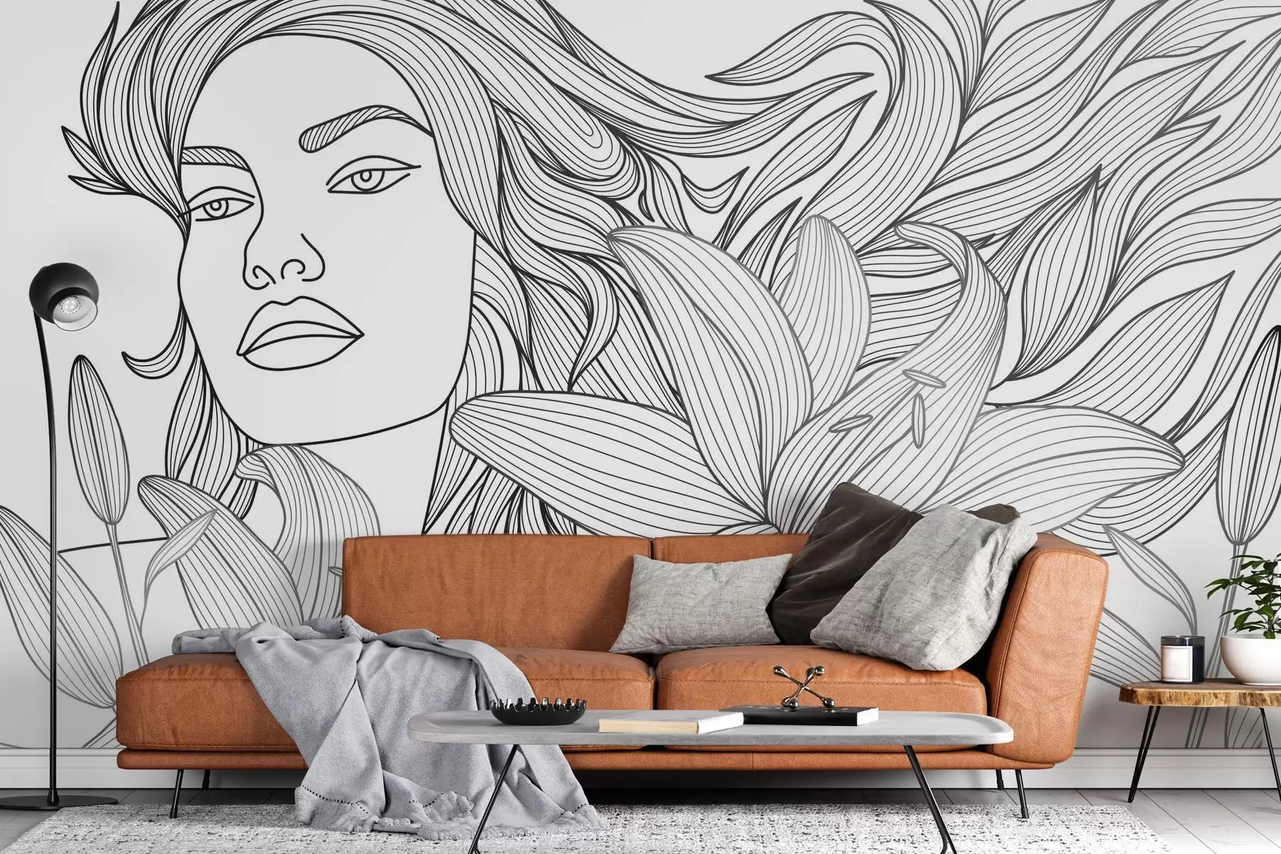 carta da parati Ritratto di una ragazza tra i fiori di giglio nr. w04689