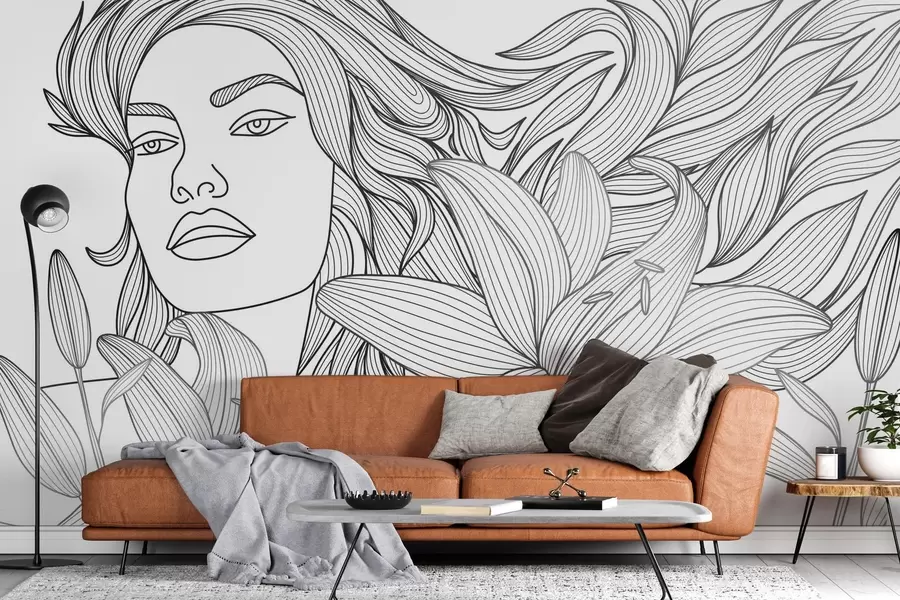 carta da parati Ritratto di una ragazza tra i fiori di giglio nr. w04689