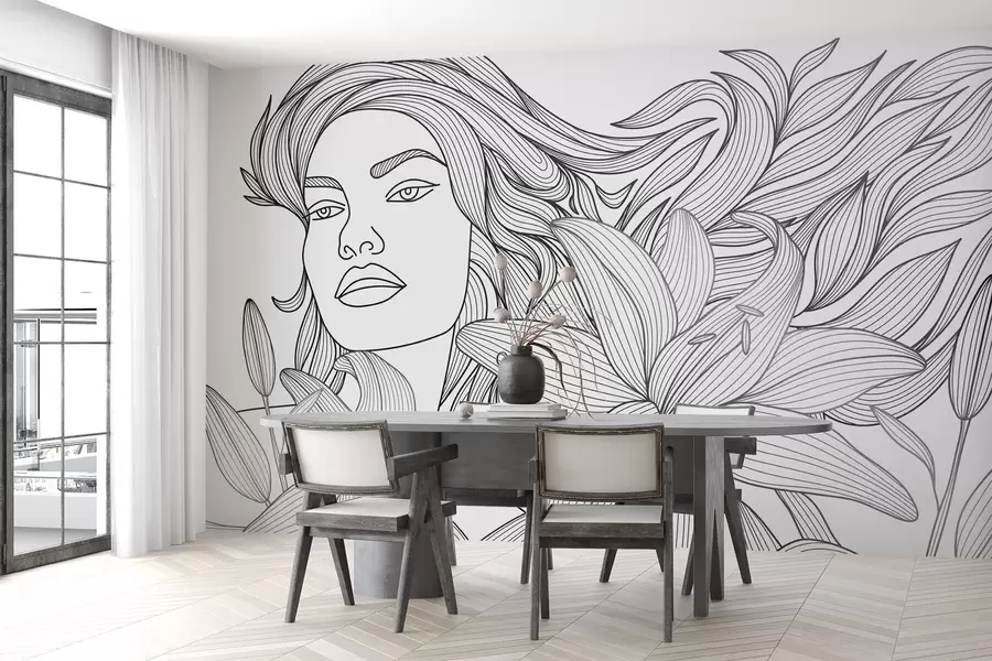 carta da parati Ritratto di una ragazza tra i fiori di giglio nr. w04689