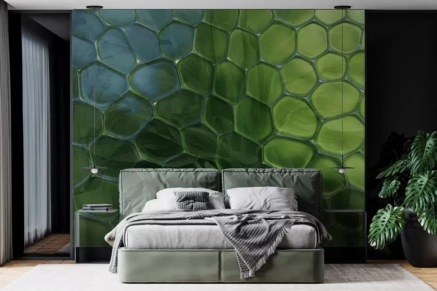 carta da parati Foglie attraverso favi di vetro nr. w04667