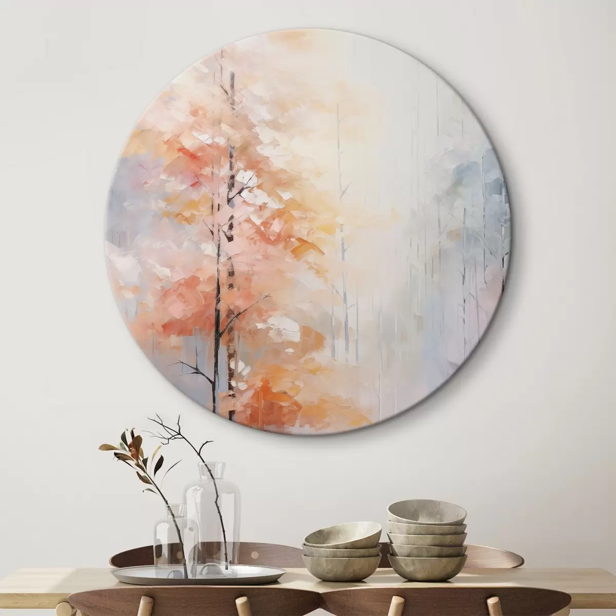 Quadri rotondi Dipinto che imita una foresta autunnale r46122