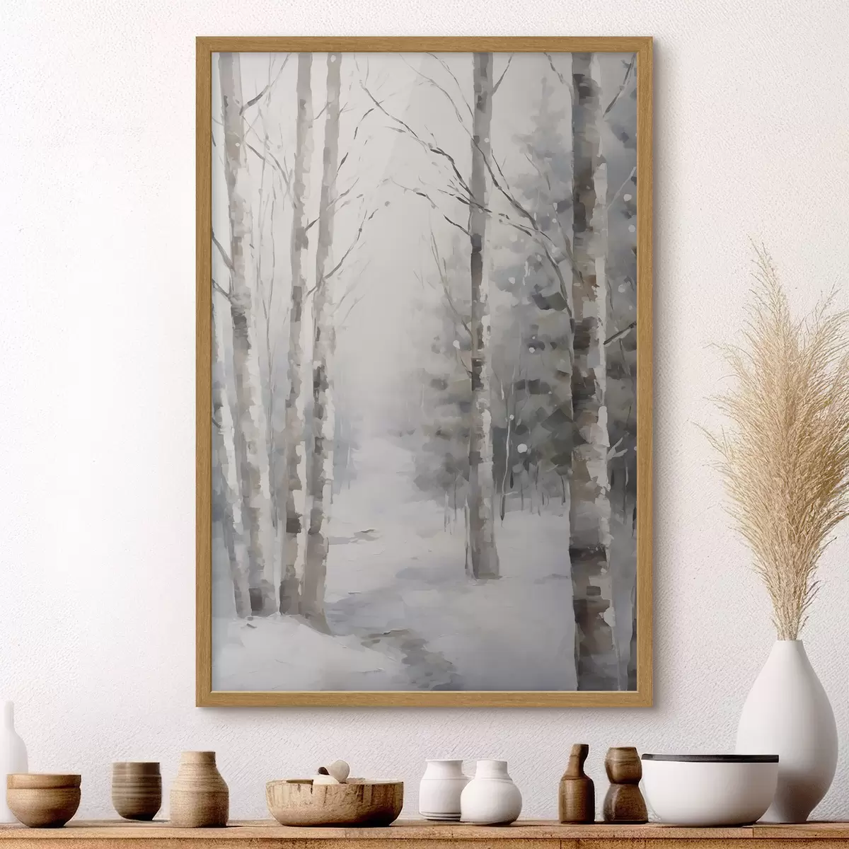 Poster Betulle in una foresta invernale f46129