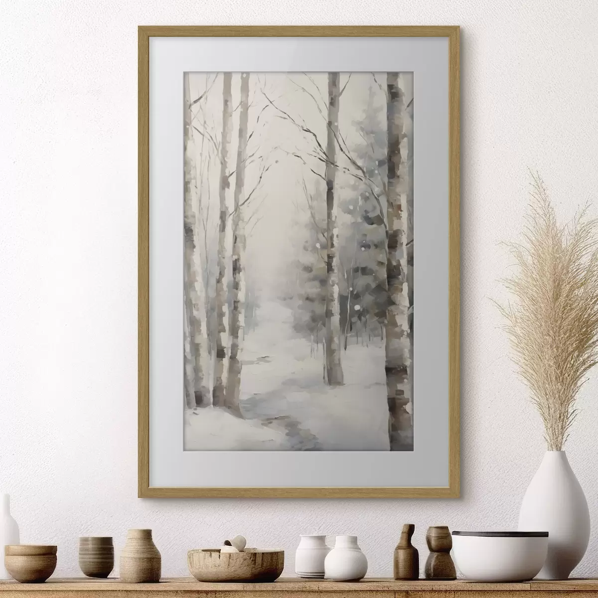 Poster Betulle in una foresta invernale f46129