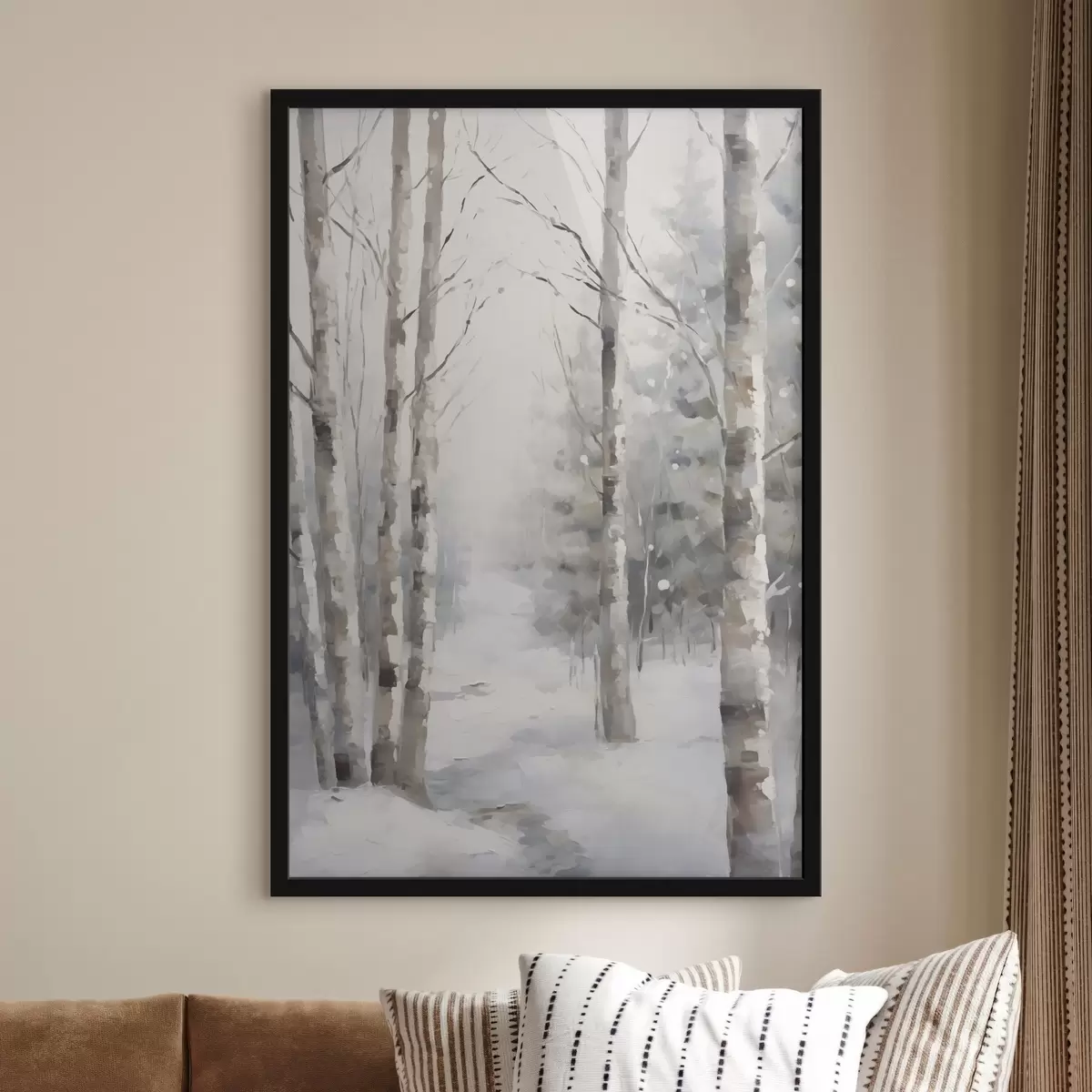Poster Betulle in una foresta invernale f46129