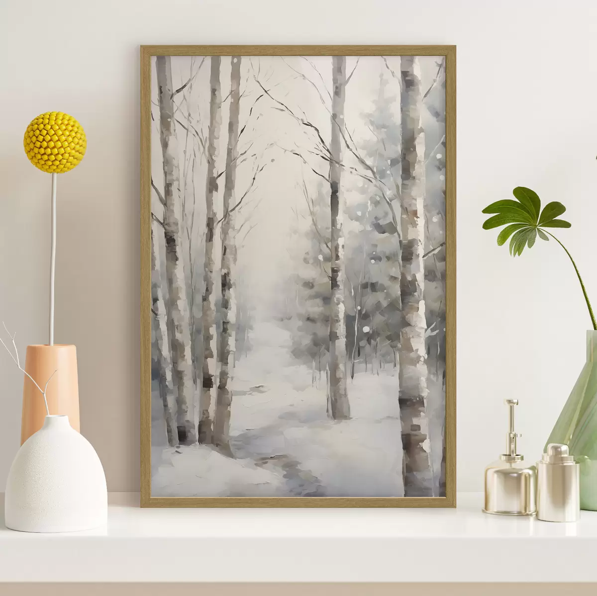 Poster Betulle in una foresta invernale f46129