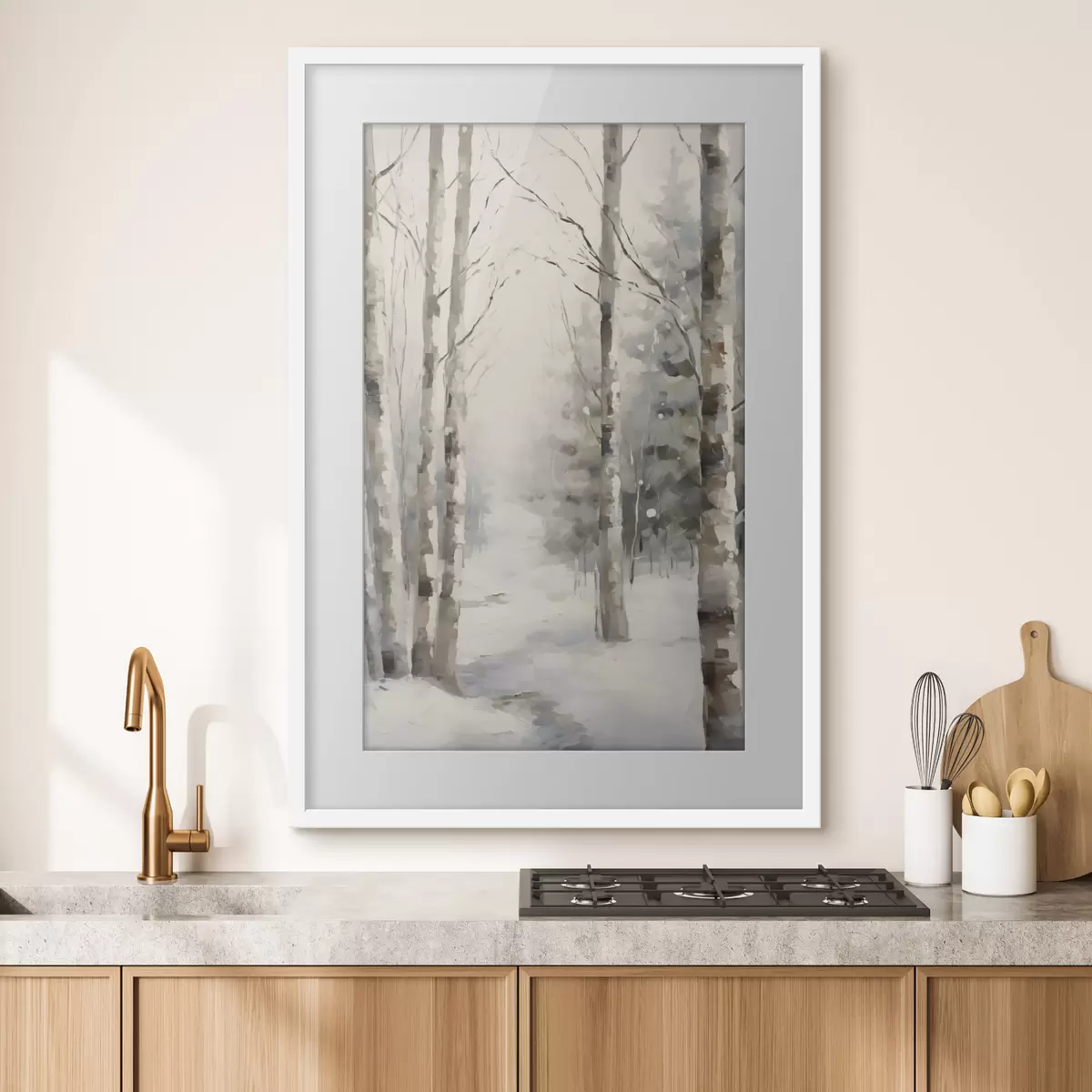 Poster Betulle in una foresta invernale f46129