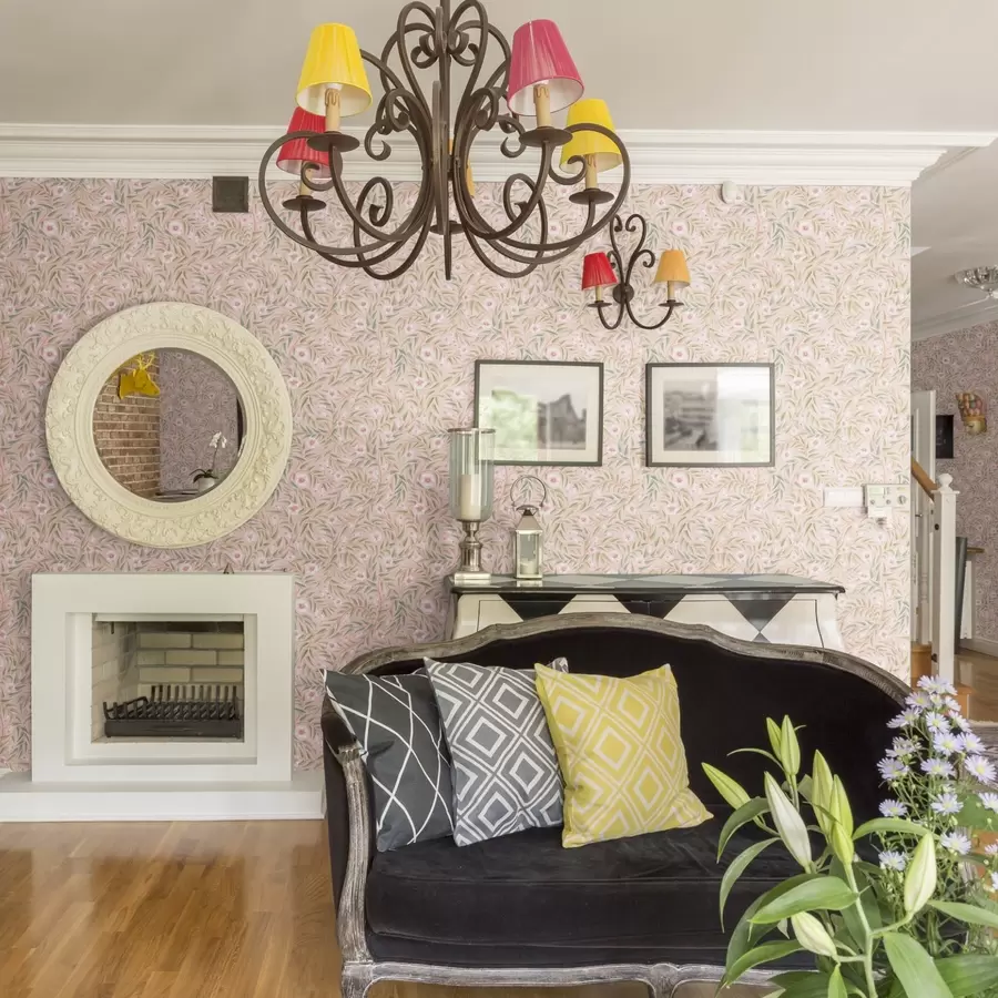 carta da parati Delicati fiori rosa e foglie morbide su uno sfondo pastello nr. a00788