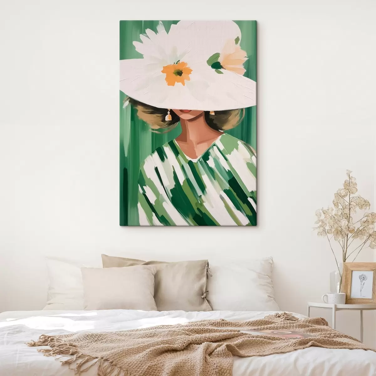 carta da parati Donna con cappello e fiori nr. s46240