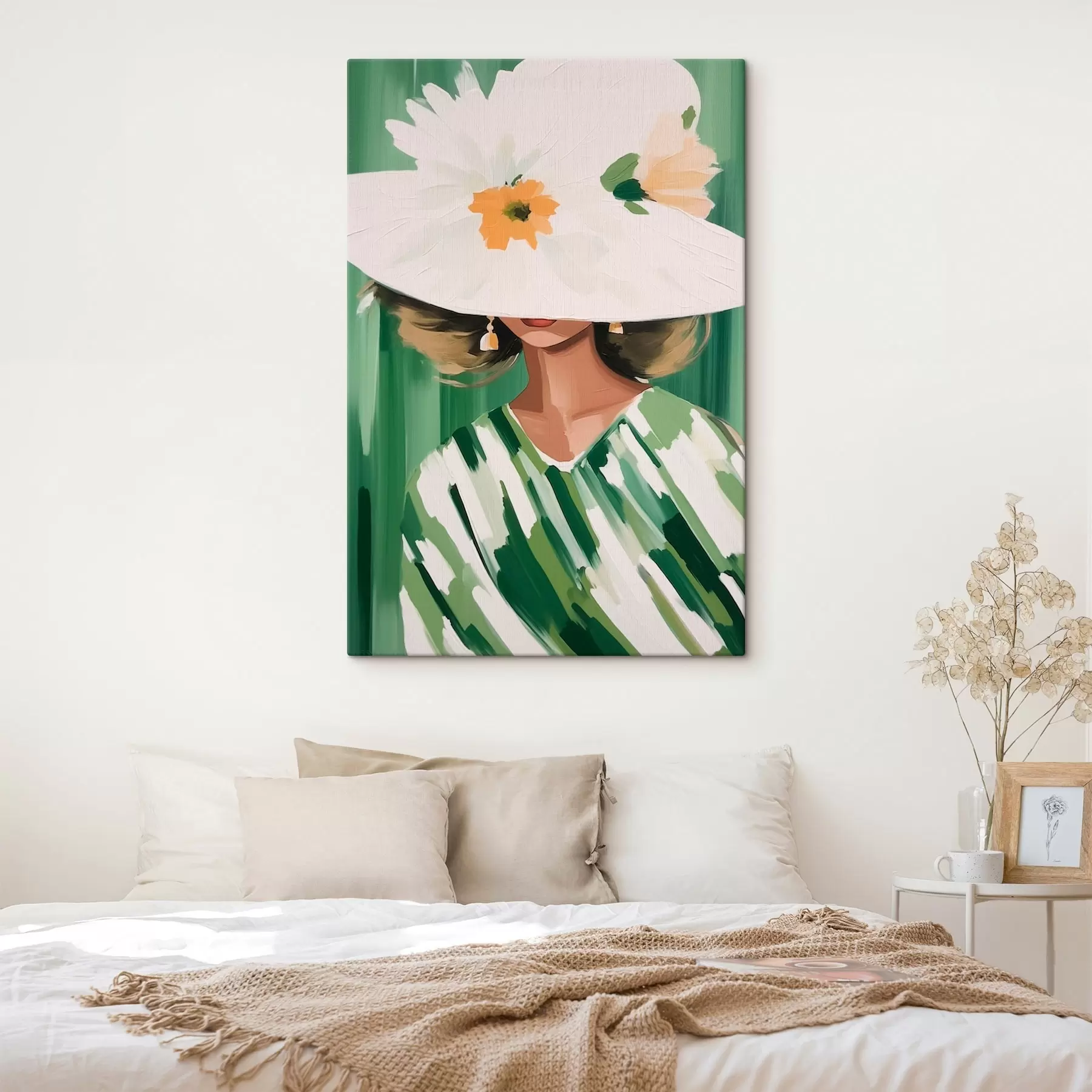 carta da parati Donna con cappello e fiori nr. s46240