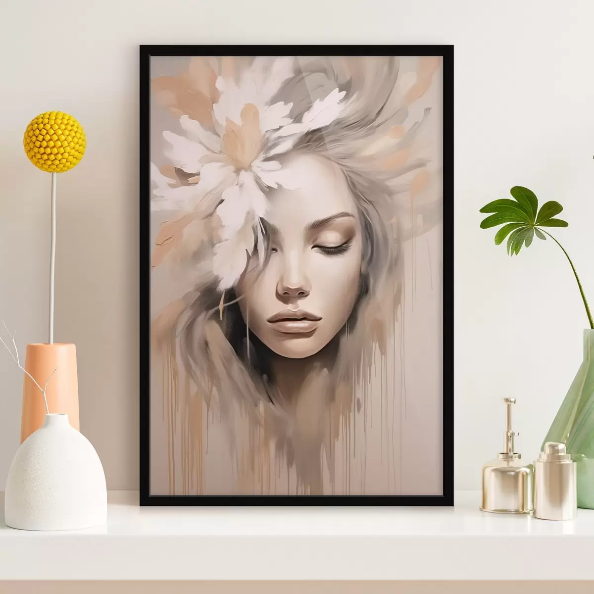 Poster Ritratto femminile con un fiore f46218