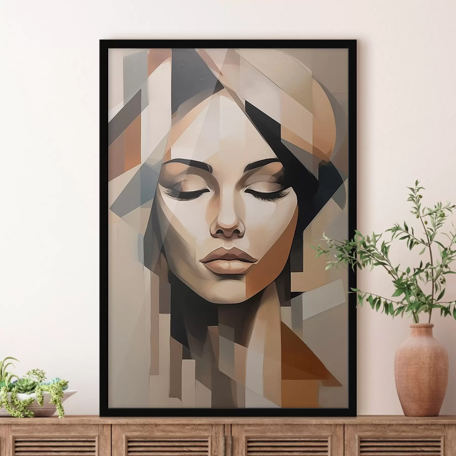 carta da parati Ritratto femminile geometrico nr. f46220