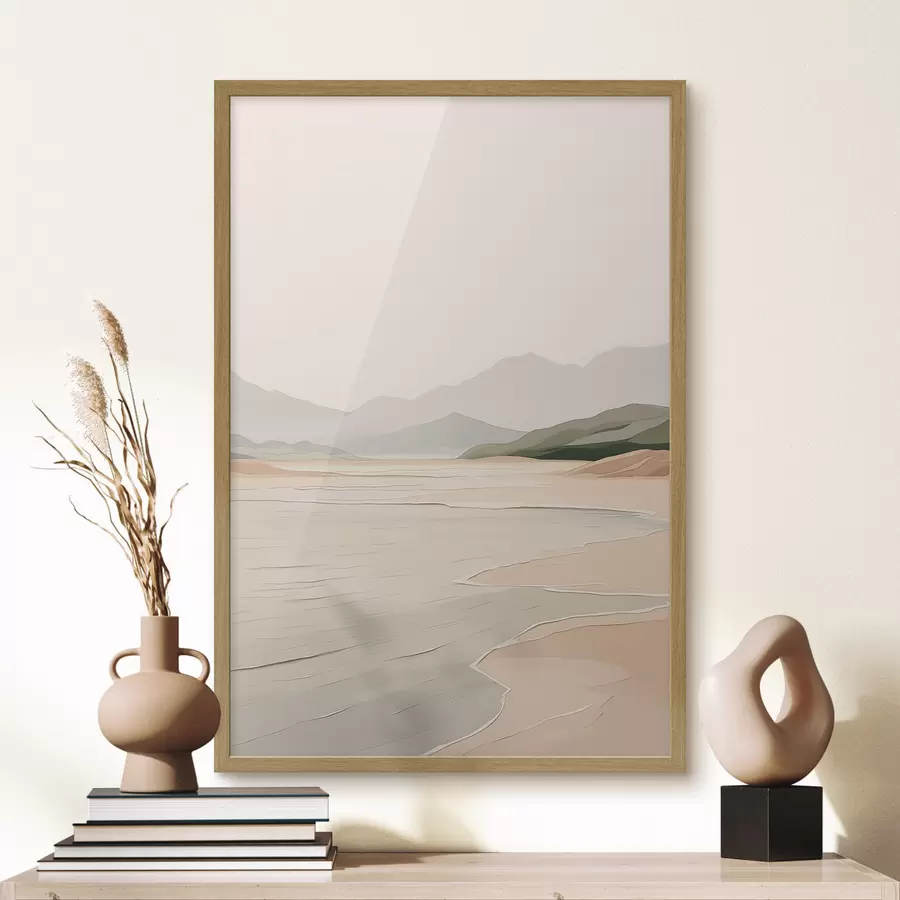 carta da parati Paesaggio minimalista con montagne e costa nr. f46248