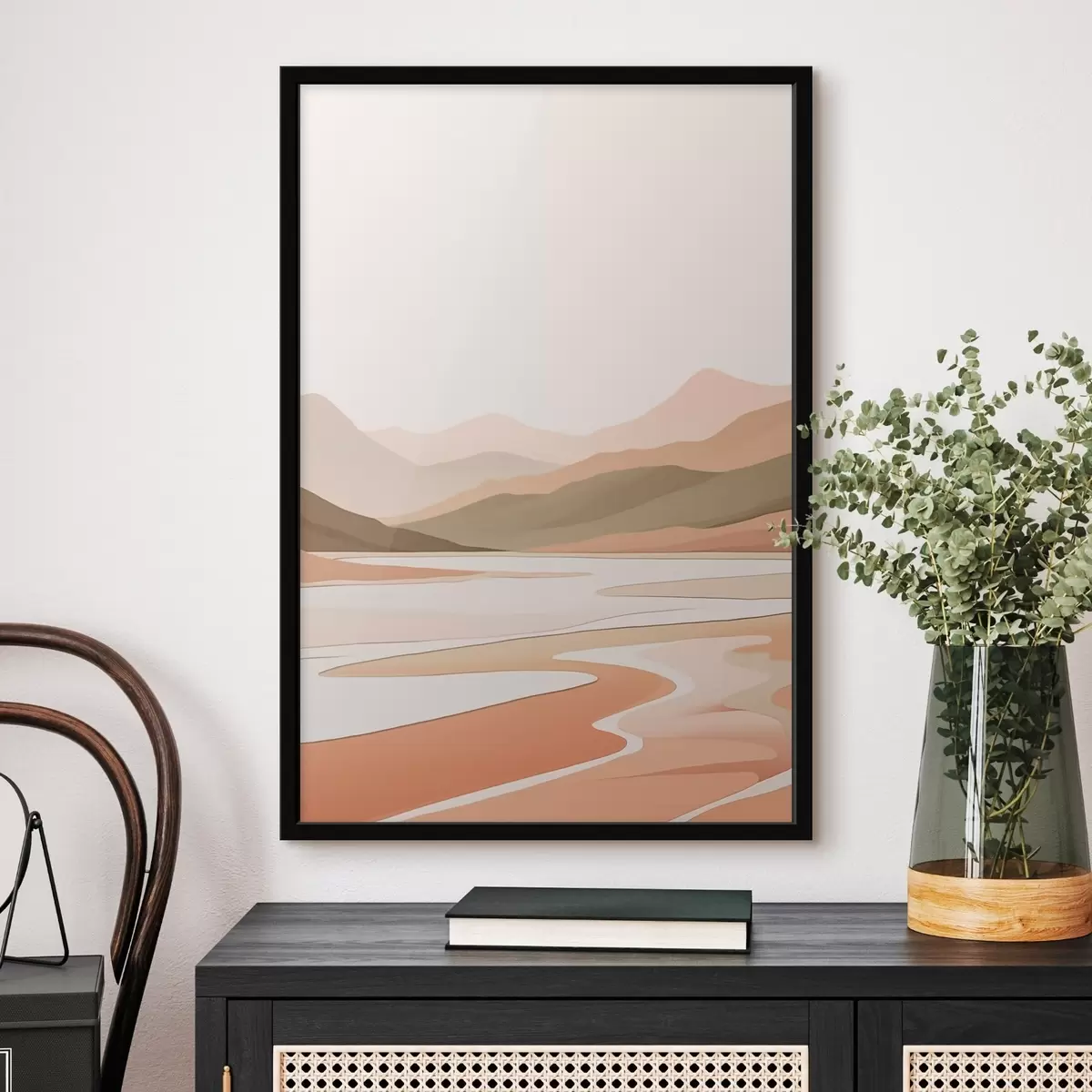 Poster Paesaggio astratto con montagne e fiume f46249