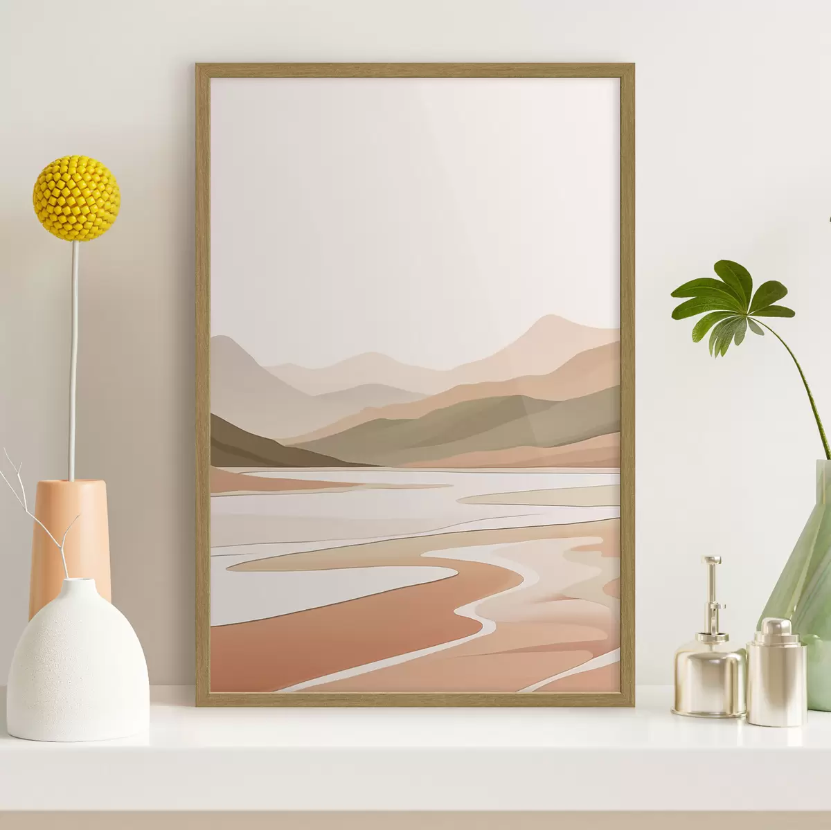 Poster Paesaggio astratto con montagne e fiume f46249