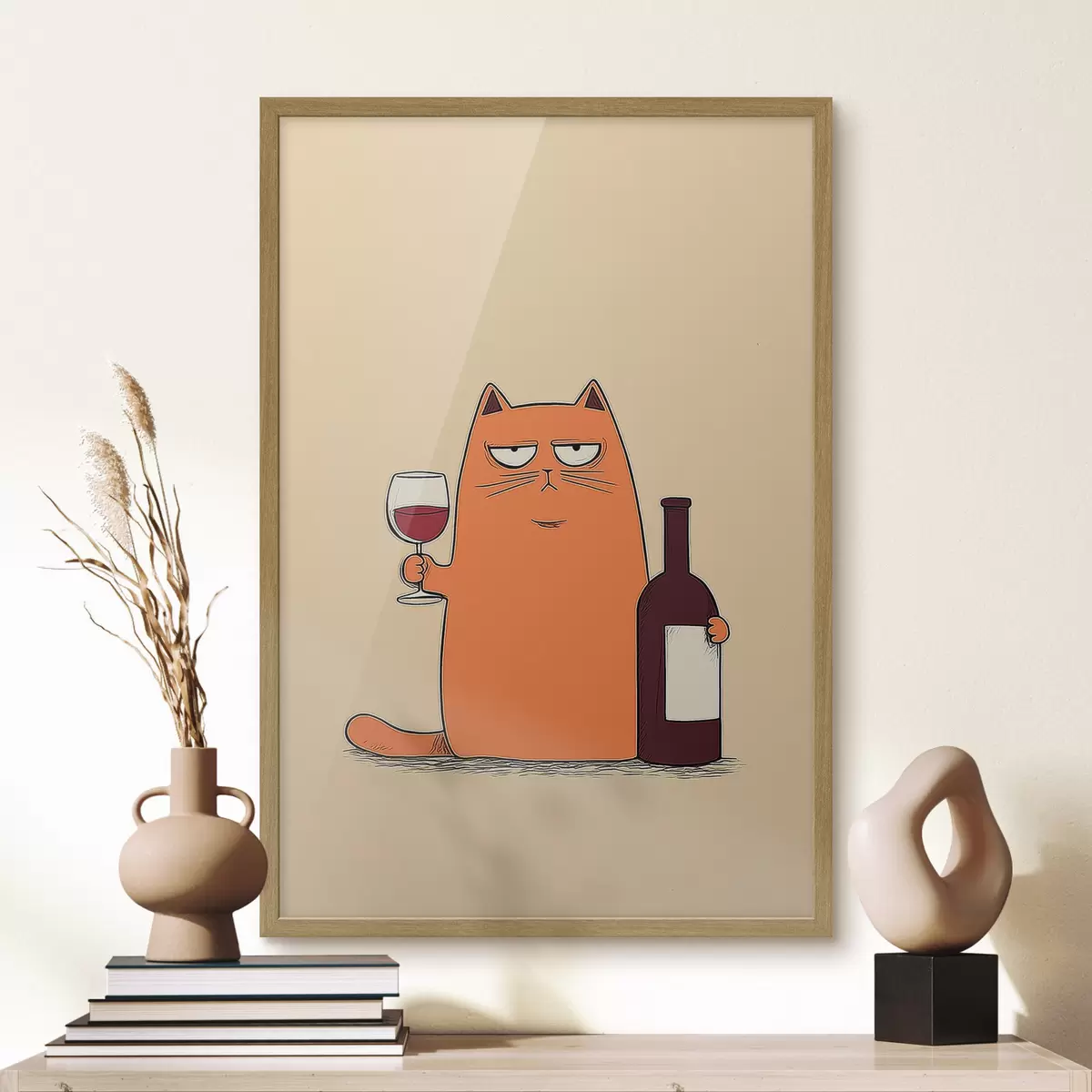 Poster Gatto con vino f46250