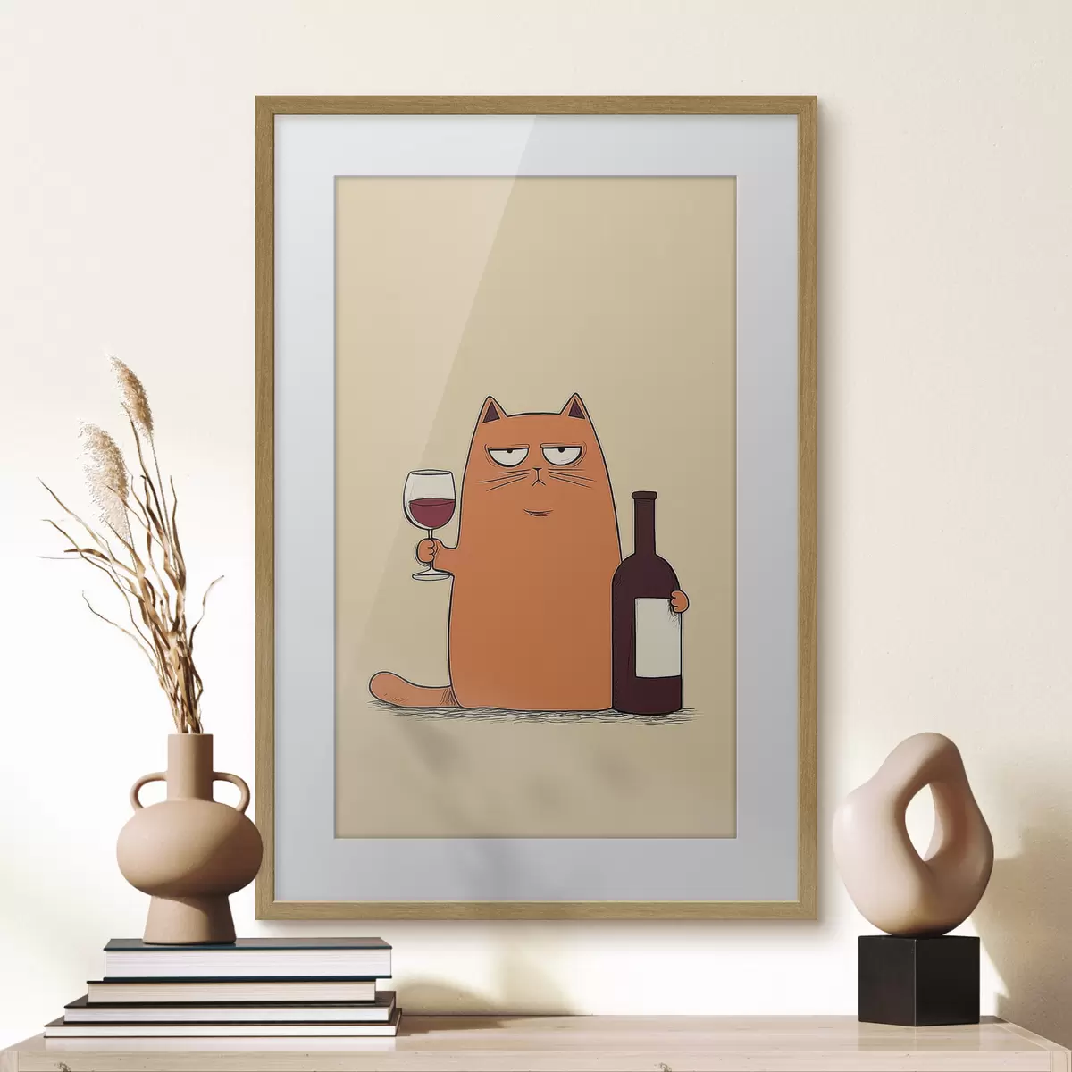 Poster Gatto con vino f46250