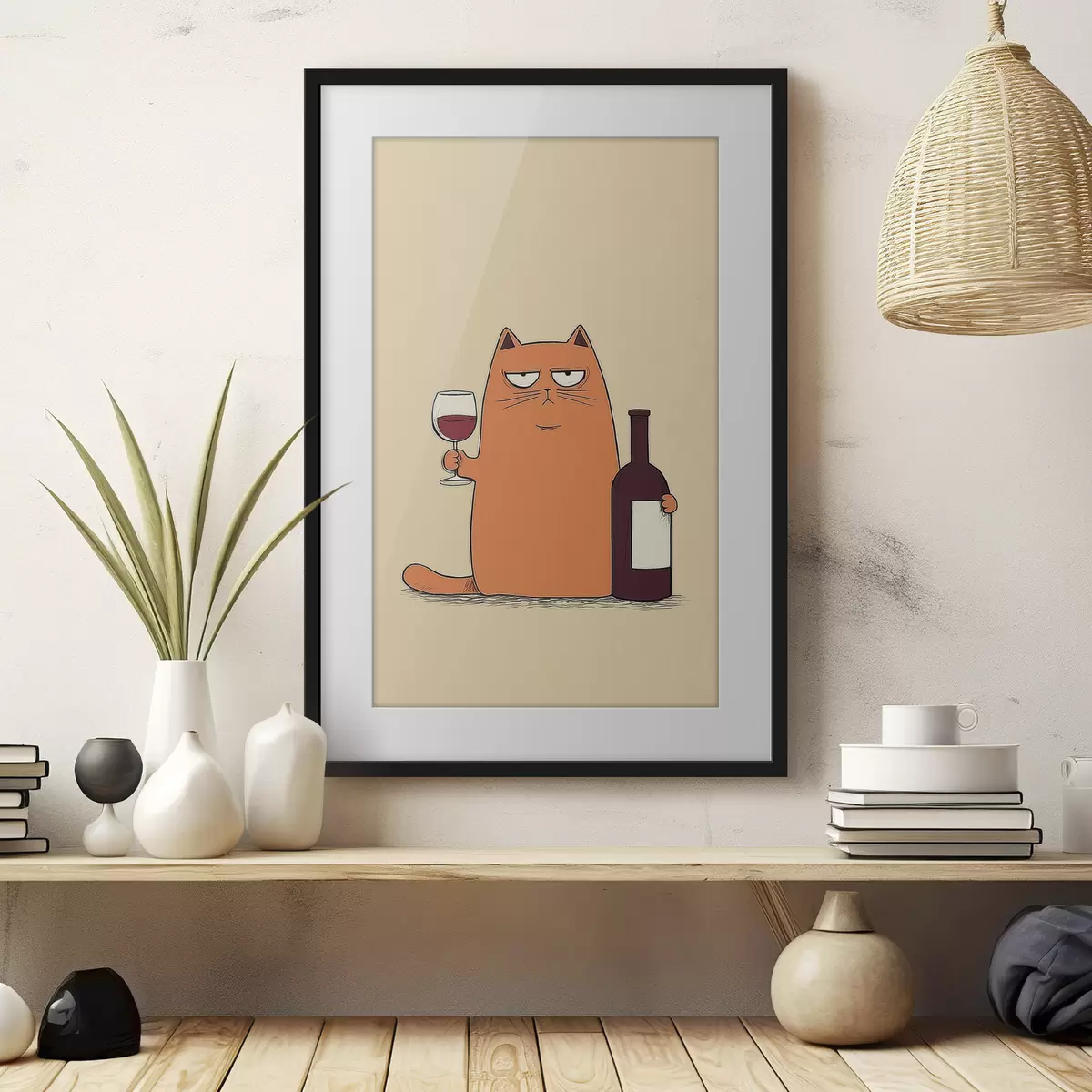 Poster Gatto con vino f46250