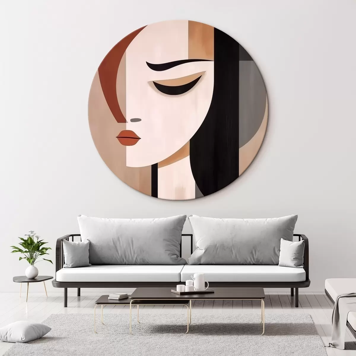 Quadri rotondi Facce astratte r46242