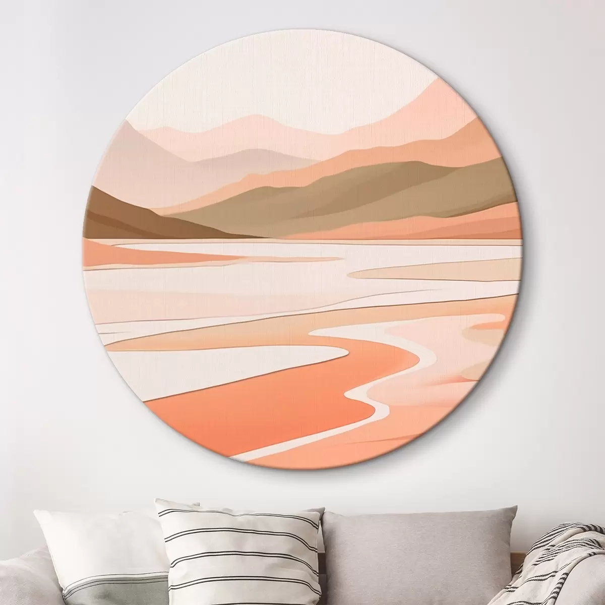 Quadri rotondi Paesaggio astratto con montagne e fiume r46249