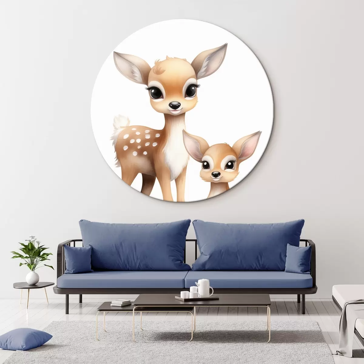 Quadri rotondi Due cerbiatti r46080