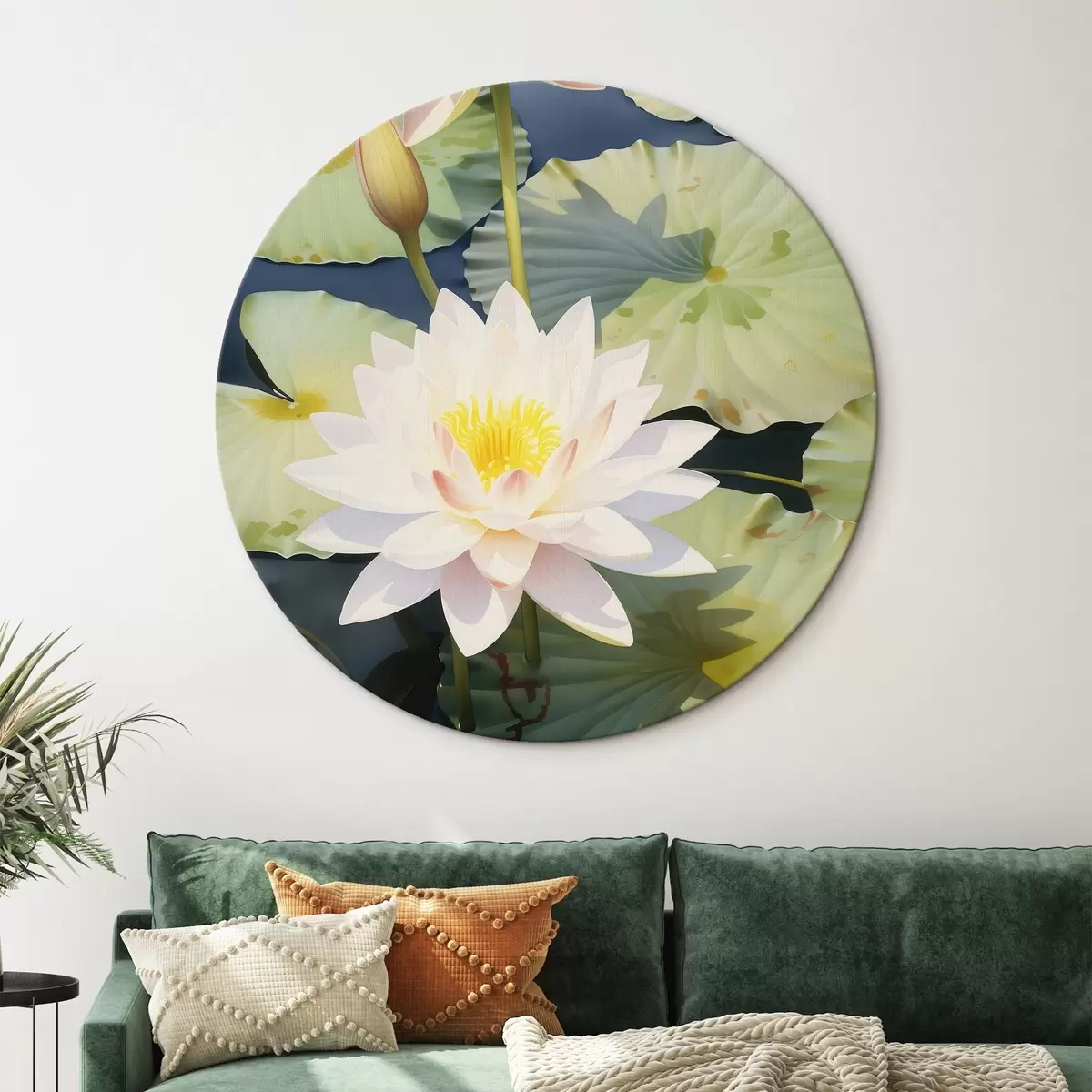 Quadri rotondi Lussuosi fiori di loto r46089