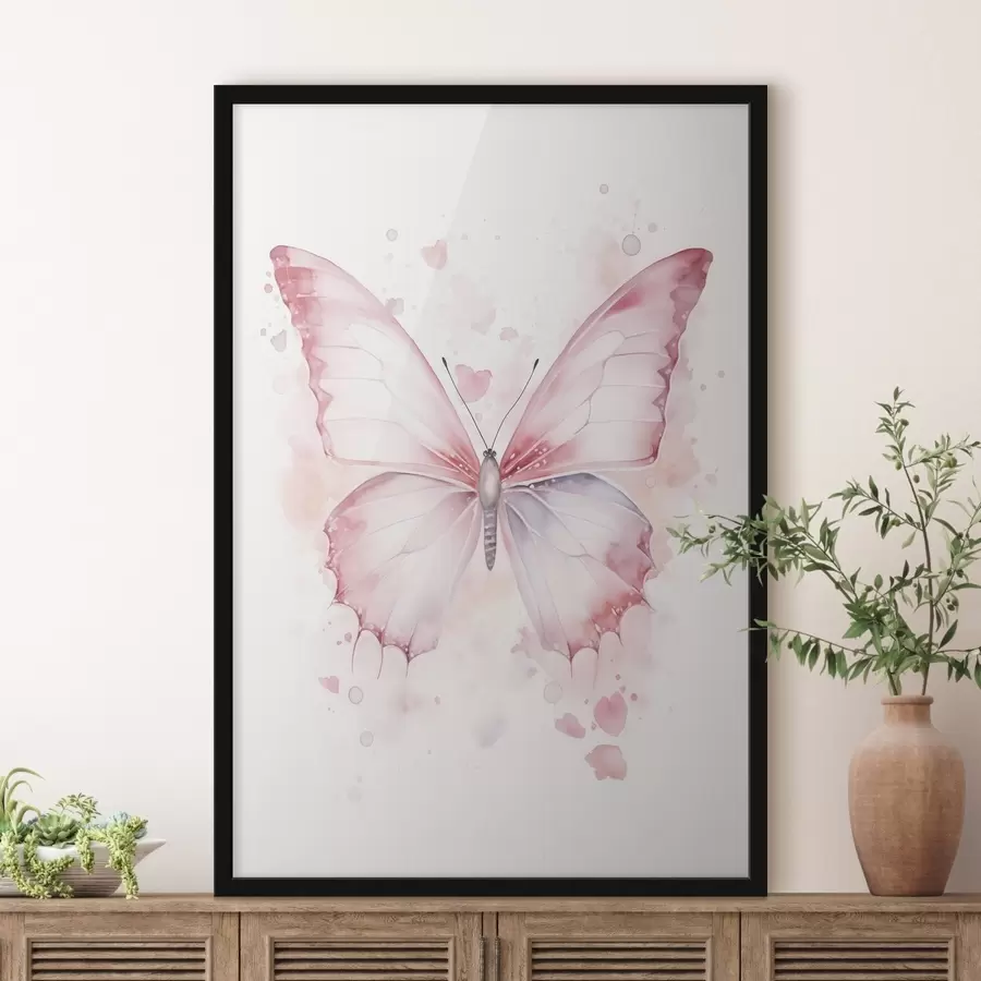 carta da parati Farfalla rosa, tecnica ad acquerello nr. f46073