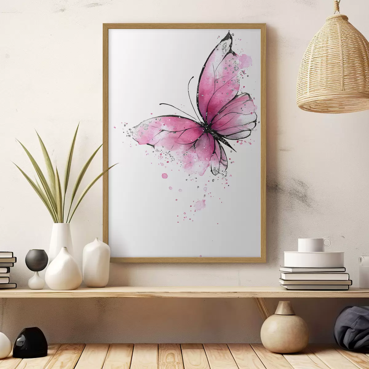 Poster Farfalla rosa f46076