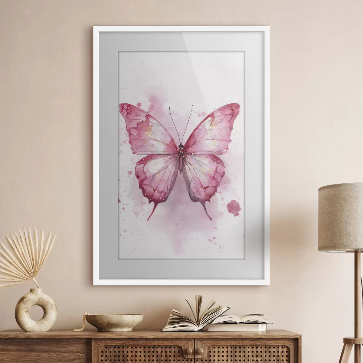 Poster Delicata farfalla su sfondo acquerellato f46077