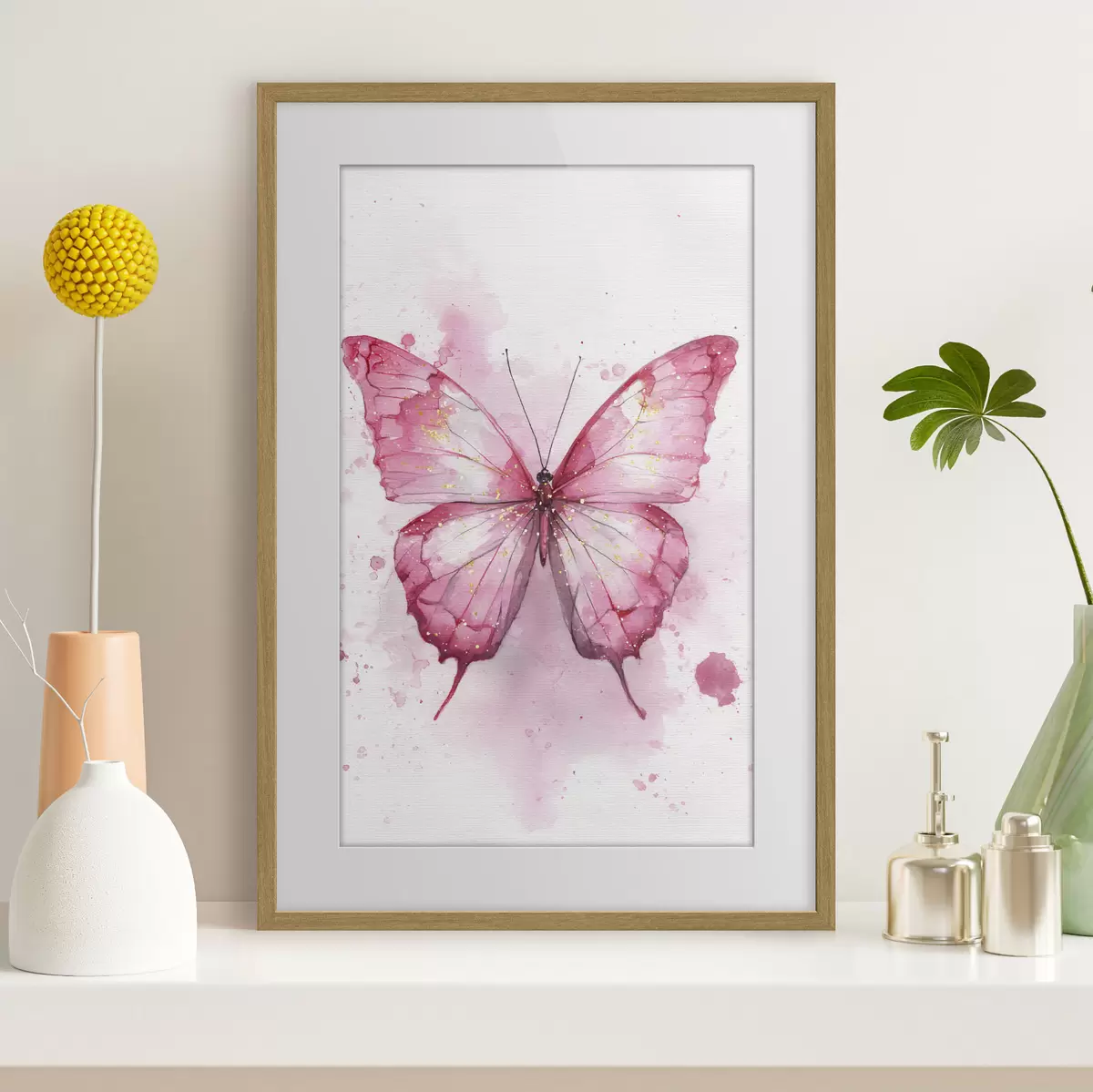 Poster Delicata farfalla su sfondo acquerellato f46077