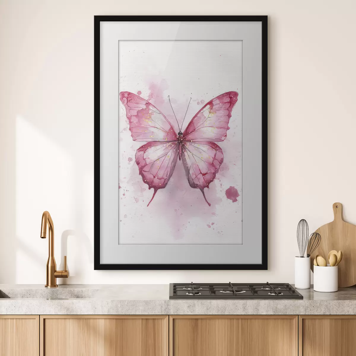 Poster Delicata farfalla su sfondo acquerellato f46077