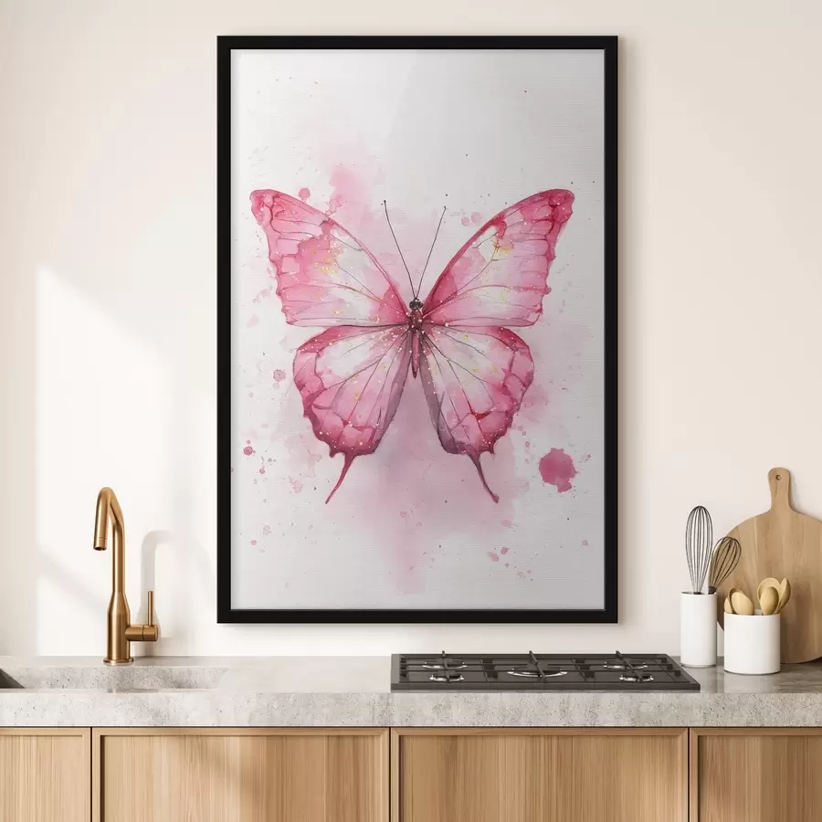 carta da parati Delicata farfalla su sfondo acquerellato nr. f46077