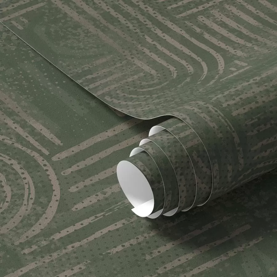 carta da parati Motivo geometrico con archi in una palette di colori verdi nr. a00697