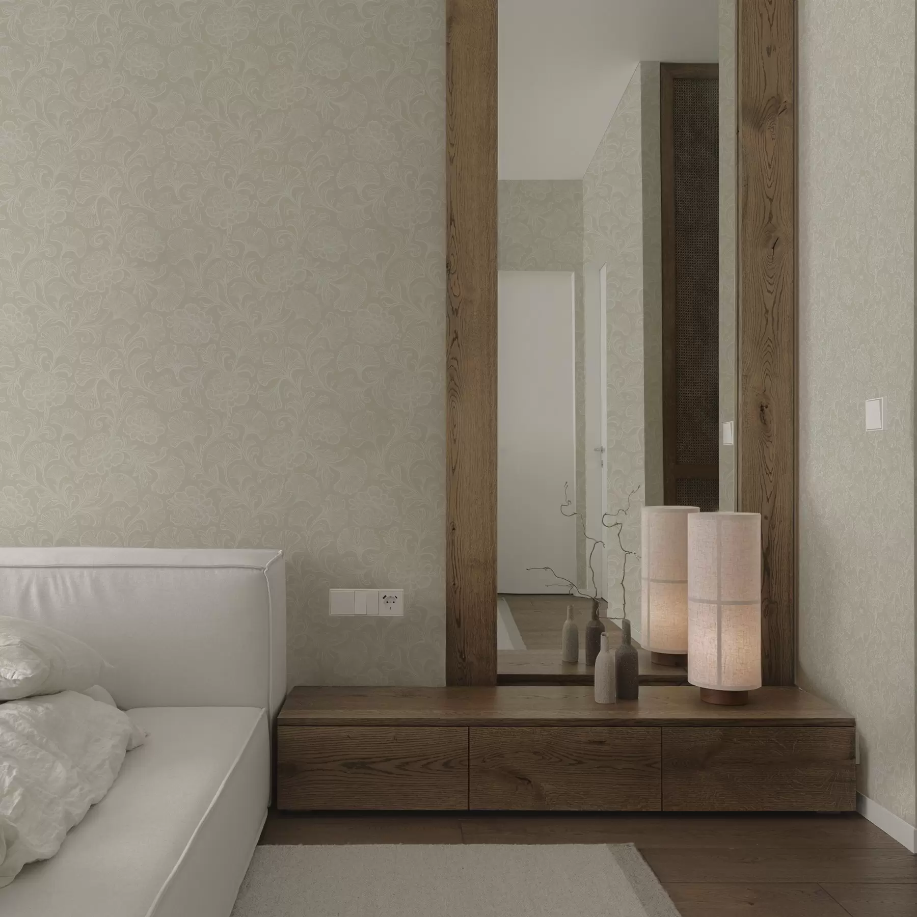 carta da parati Motivo luminoso con ginkgo e peonie nr. a00700