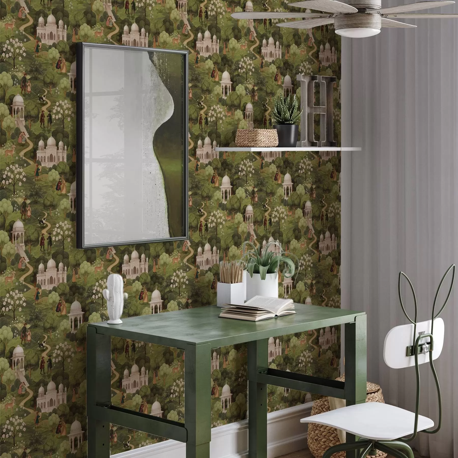 carta da parati Scena di un parco con alberi e architettura in stile paesaggistico nr. a00705