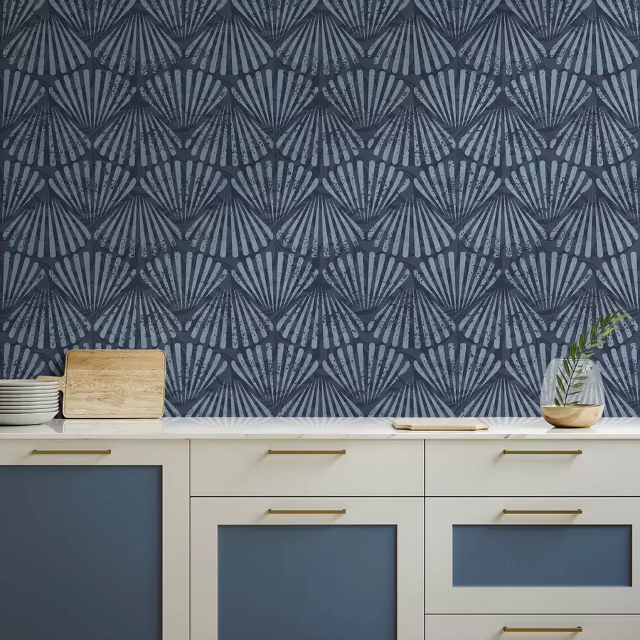 carta da parati Raggi astratti nei toni del blu, motivo dinamico nr. a00710