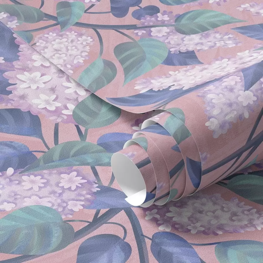 carta da parati Delicati fiori lilla su sfondo rosa, atmosfera primaverile nr. a00797