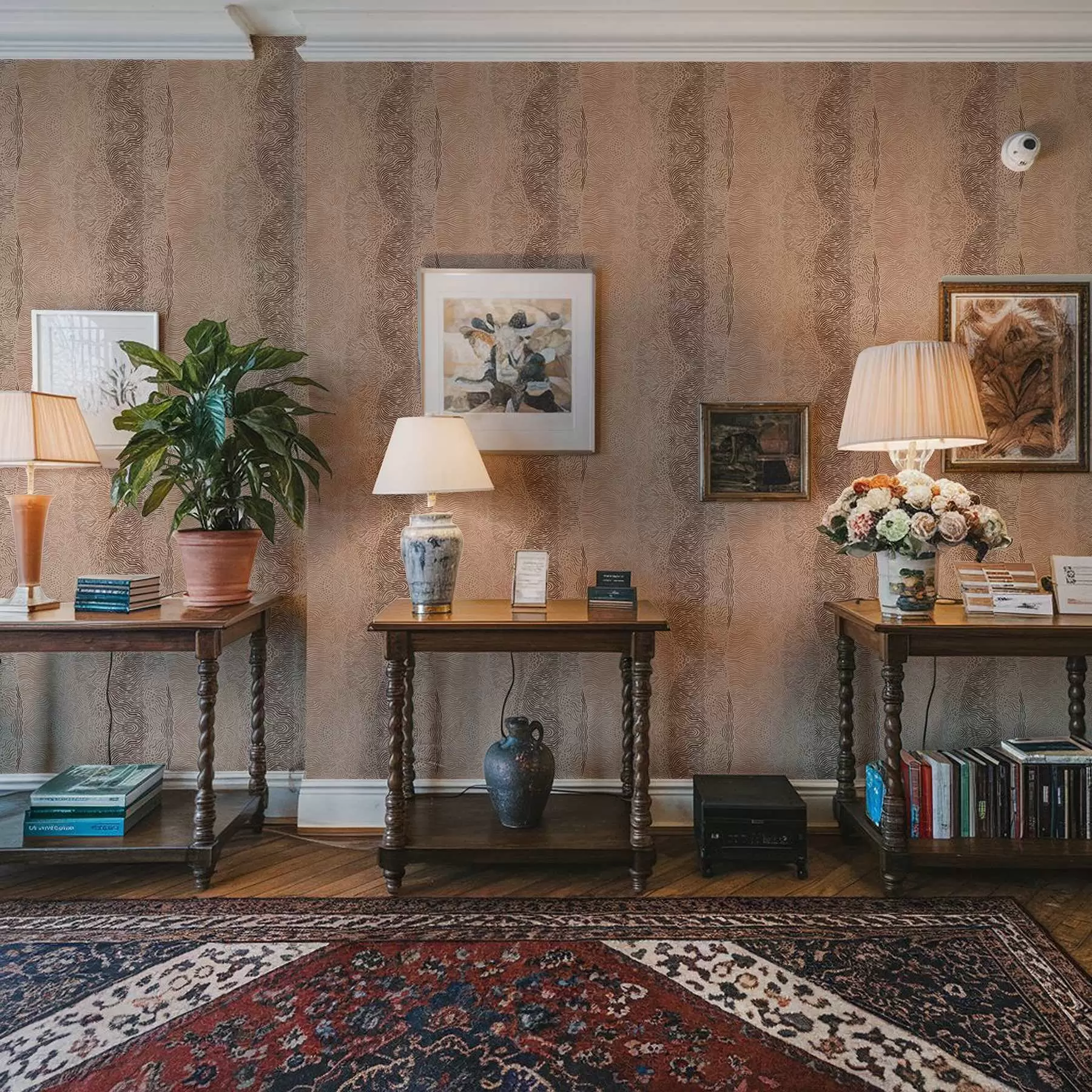 carta da parati Motivo geometrico ondulato in una palette di colori beige-marrone chiaro nr. a00804