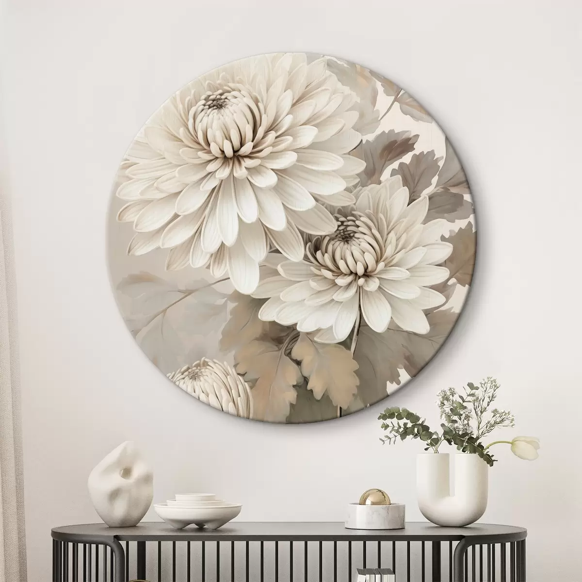 Quadri rotondi Crisantemi astratti r46261