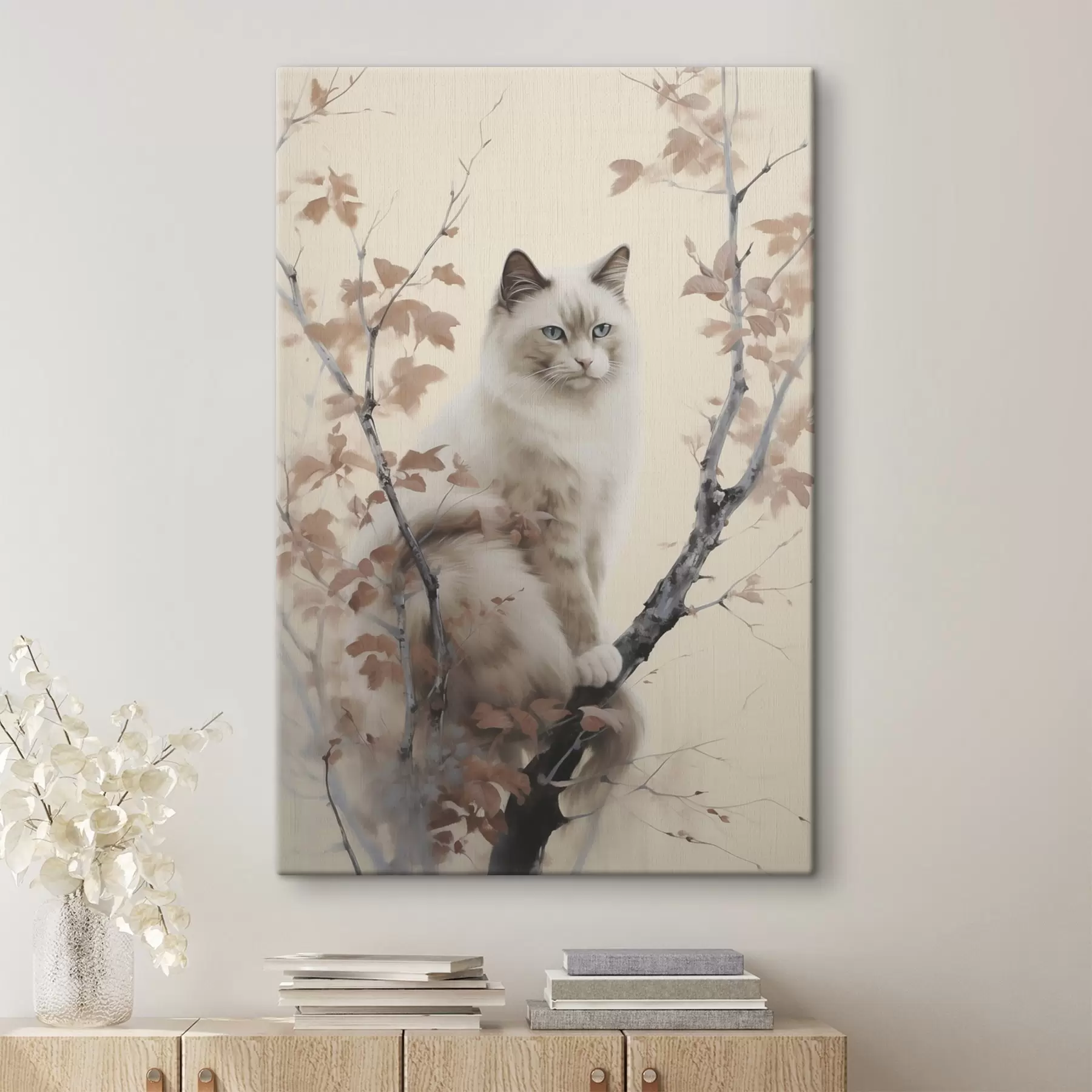 carta da parati Il gatto è seduto su un albero nr. s46301