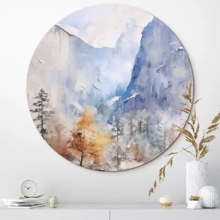 carta da parati Paesaggio astratto di foresta davanti alle montagne nr. r46298