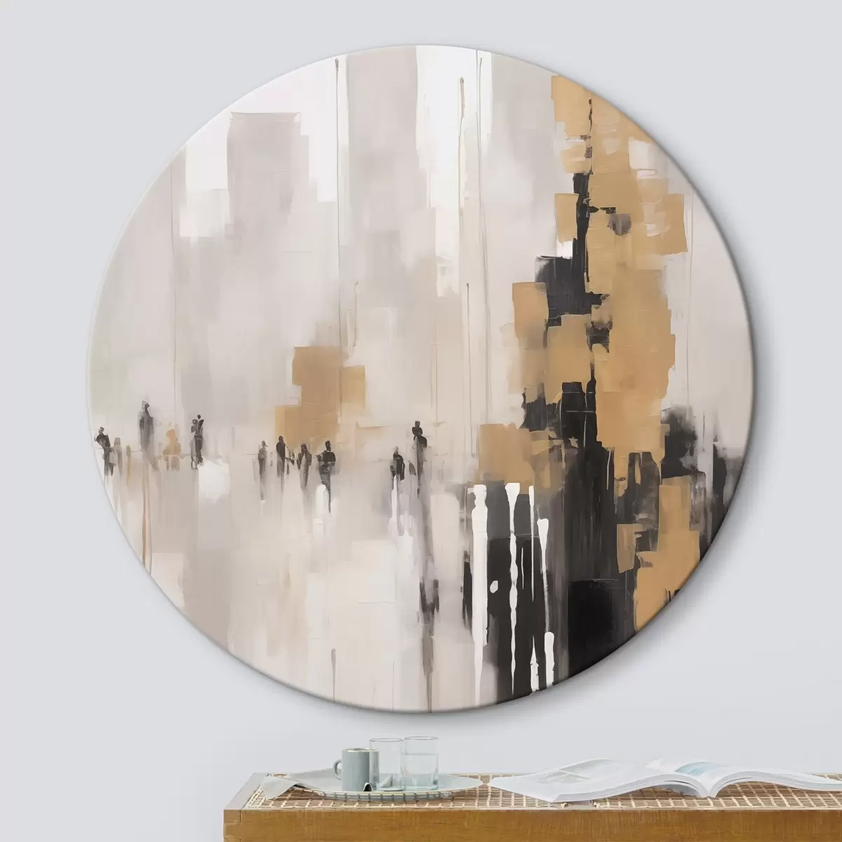 Quadri rotondi Paesaggio urbano astratto r46305