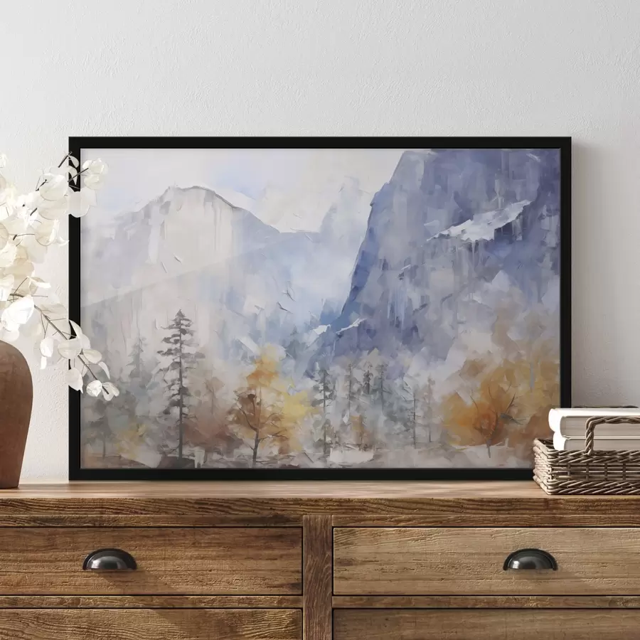 carta da parati Paesaggio astratto di foresta davanti alle montagne nr. f46298